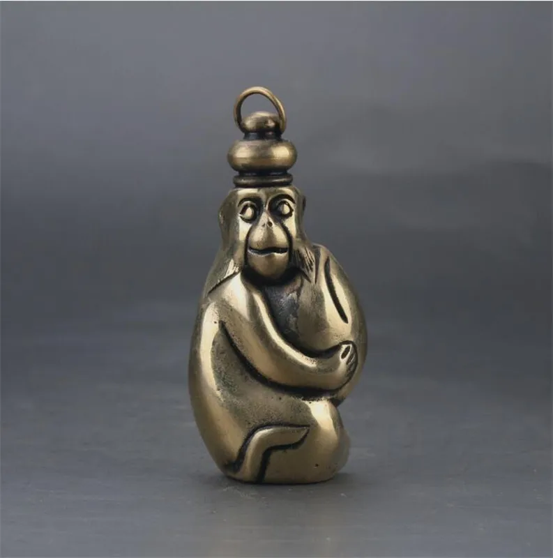 Медная статуя изысканная китайская Бронзовая резная макак с животными