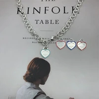 womens fashion enamel edge heart pendant necklace original brand high quality jewelry logo holiday gift