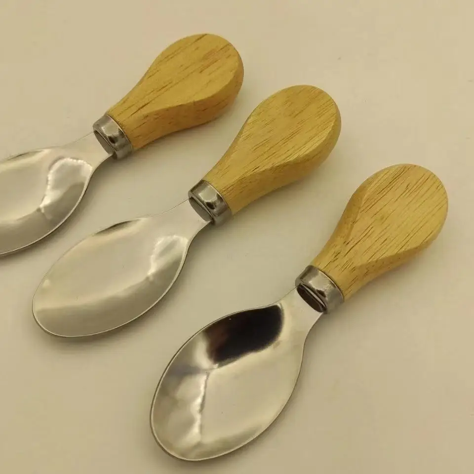 

Cheese Knife Stainless Steel Cheese Cutlery Cheese Slicer Wooden Handle Mini Knife Butter Knife Spatula and Fork Spoon Jam knife