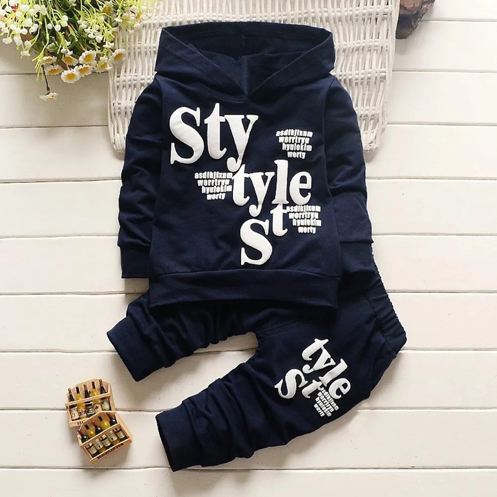 

Toddler Baby Boy Clothes Style Letter Print Hooded Pullover +Pants Kids Outfits Children's Suits Tracksuit Boy Clothing 2 3 4 5Y