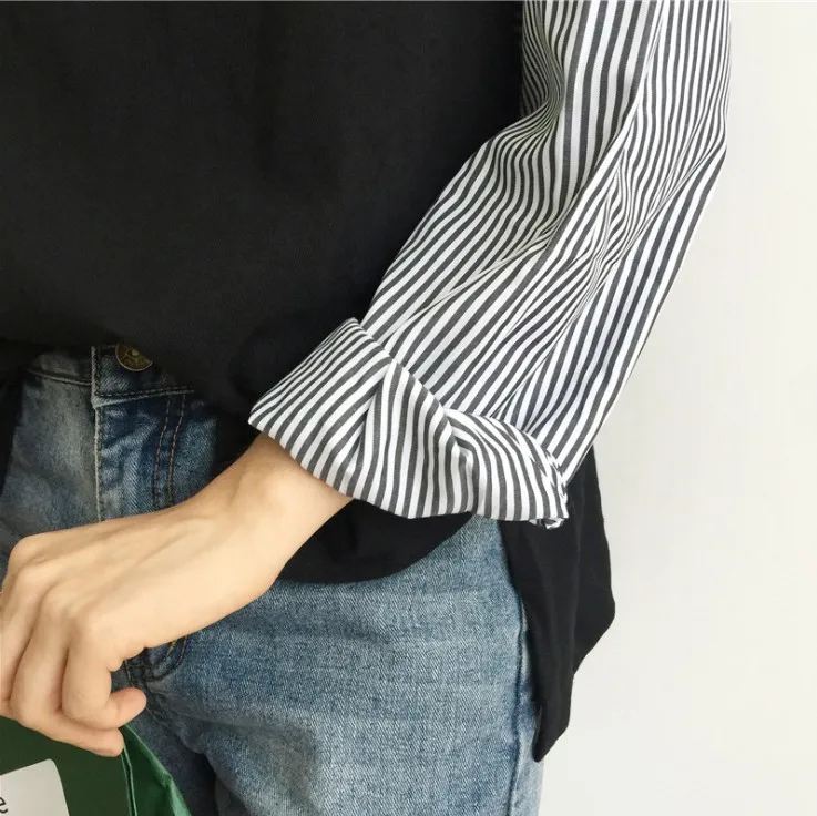

New Women Casual Spring Autumn Basic T-shirt Top Shirt Tee Stripe Long sleeve Plus Size M~4XL