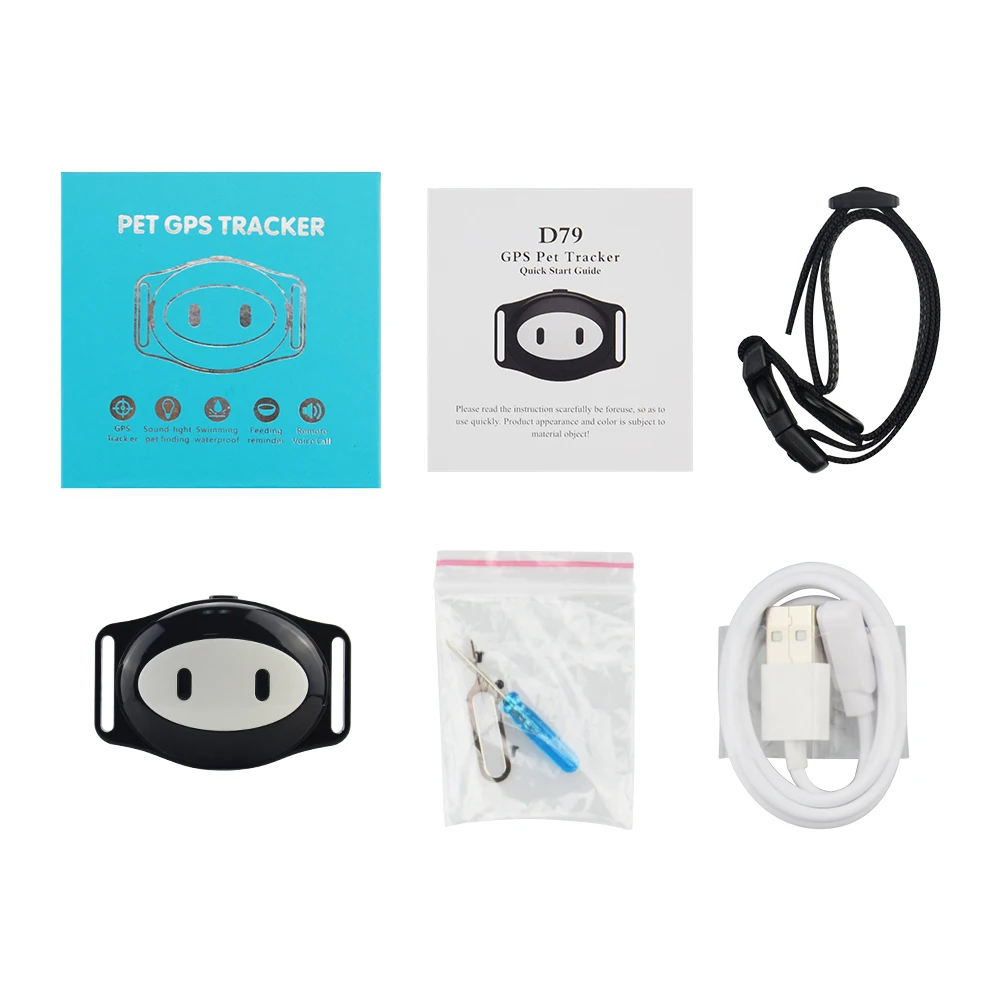 With Original Box D79 Pet gps трекер собачий ошейник с gps водонепроницаемый IP68 локатор устройство слежения в реальном времени бесплатное приложение со спортивным пошаговым счетом - Цвет: With Original Box