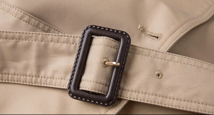 

Women Cotton Trench Spring Summer New Arrival 2020 Double Breasted Slim Coat Leather Sleeve Medium Length Outerwear