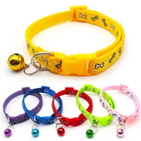 new cartoon dog cat collars with bell adjustable polyester buckle collar cat pet supplies accessories collar small dog chihuahua