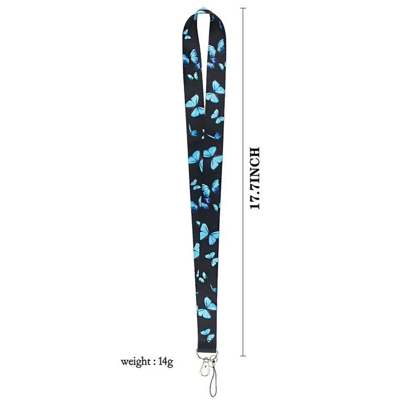 

1Pc Polyester Neck Straps Cute Colorful Butterfly Printing Pattern Keychain Lanyard For ID Card Camera Mobile Phone Neck Lanyard