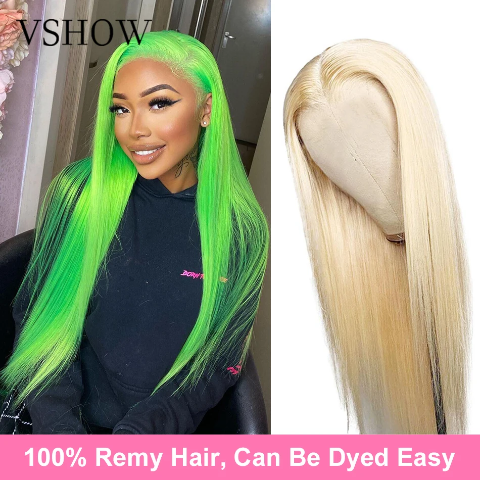 

613 Honey Blonde Lace Front Human Hair Wig 28 Inch Remy Straight Brazilian 13x4 Lace Frontal Wigs with Baby Hair Dyed Easy VSHOW