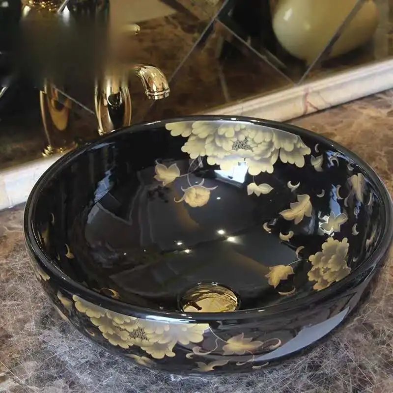 

Round ceramic art wash basin bathroom sink lavatory