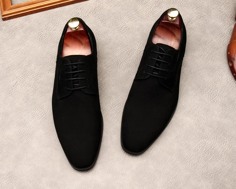 

Fashion Suede Oxford Shoes Men Brogues Shoes Genuine Leather Italian Design Lace Up Formal Wedding Black Business Dress Shoe Men