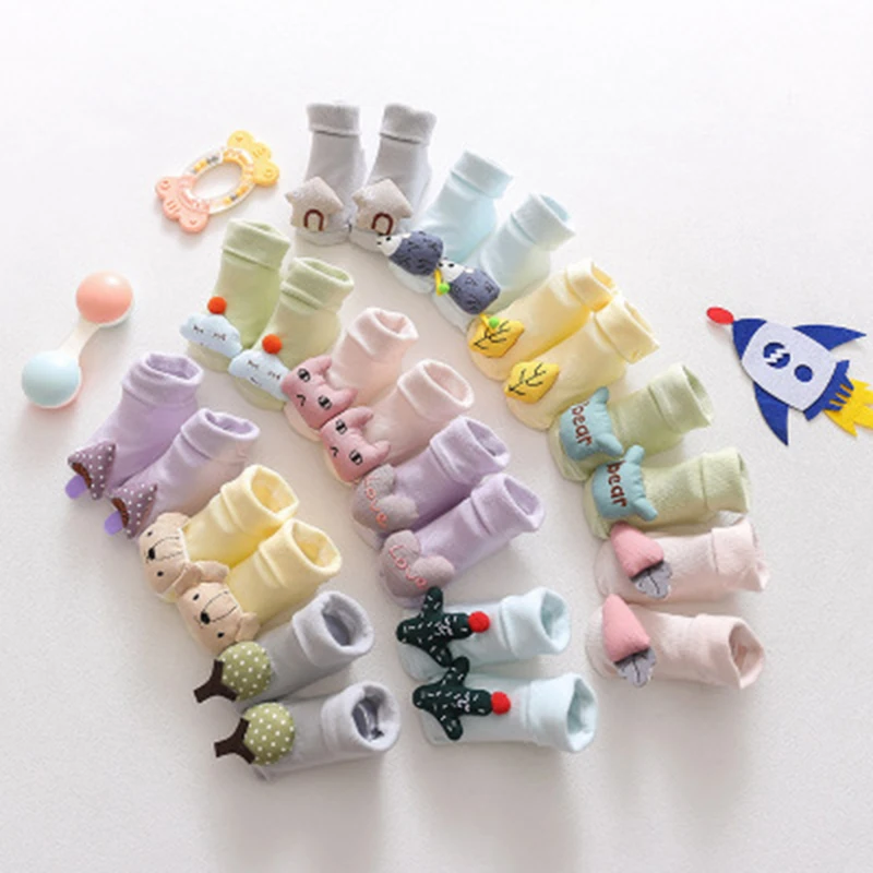 Baby Socks Rubber Non-slip Floor Cartoon Kids Cotton With Bells Newborn Girls Boys Soft Cute Boots 0-18 Months |