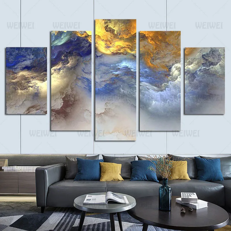 

Canvas Painting Blue White Abstract Painted Clouds Home Wall Decoration Poster Use In Bedroom and Living Room Wall Art