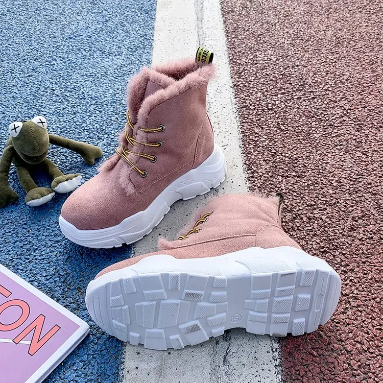 Aleafalling/Женская обувь зимние теплые ботинки на шнуровке для девочек уличные