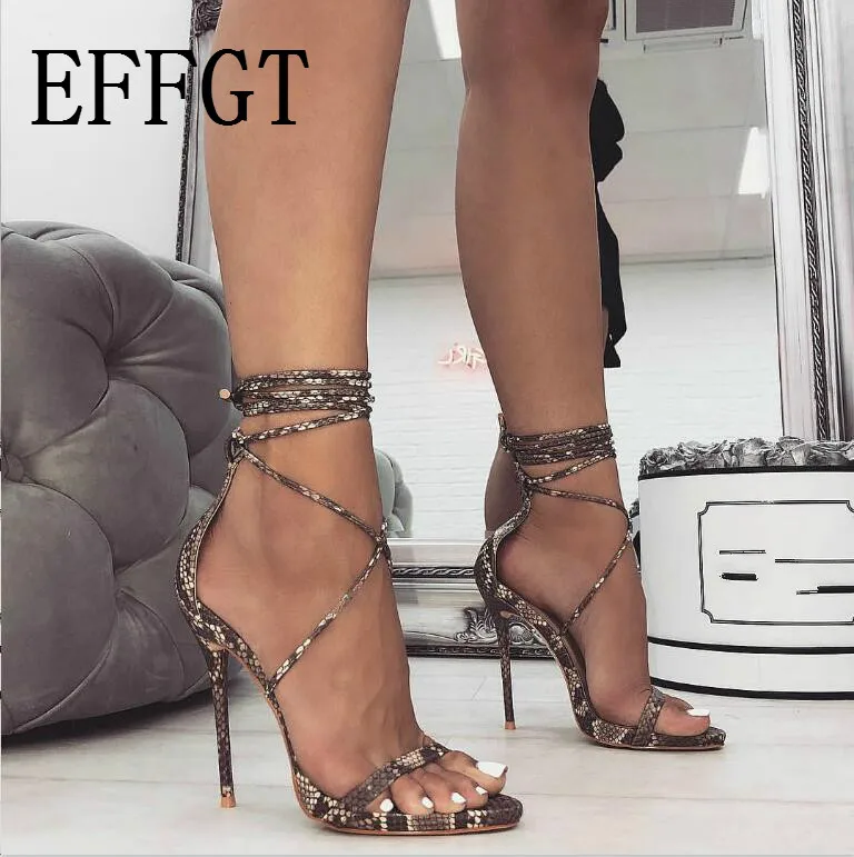 Женские сандалии-гладиаторы EFFGT с перекрестной шнуровкой женские сандалии