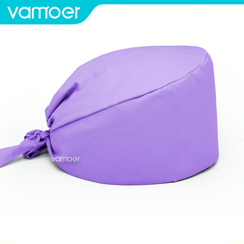 

purple Solid color Scrubs Hats Single color Reusable Hats Anti-dust Caps medical head cap Multicolor Doctor nurse surgery cap