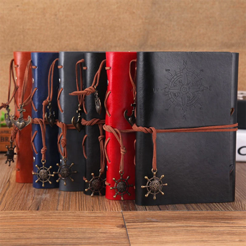 Retro notebook spiral diary vintage pirates anchors PU leather replaceable stationery gift handmade | Канцтовары для офиса и