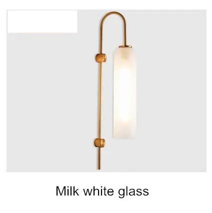 milk white glass Современный Стеклянный дизайнерский роскошный настенный светильник, прикроватный светильник для коридора, горячая Распродажа, зеленый стеклянный настенный светильник для спальни, гостиной - Цвет абажура: milk white glass