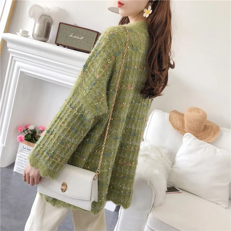 Women Sweaters Loose Casual New Harajuku Kawaii Cute Sweet Pink Nice Striped Oversize Knit Pullover CC396 | Женская одежда