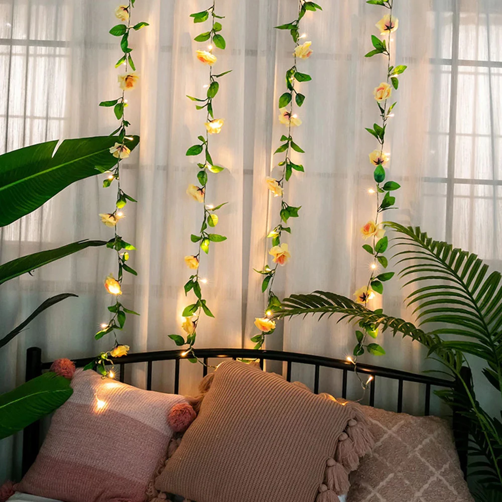 Ночной светильник с изображением зеленых листьев и s светодиодный Медь Фея