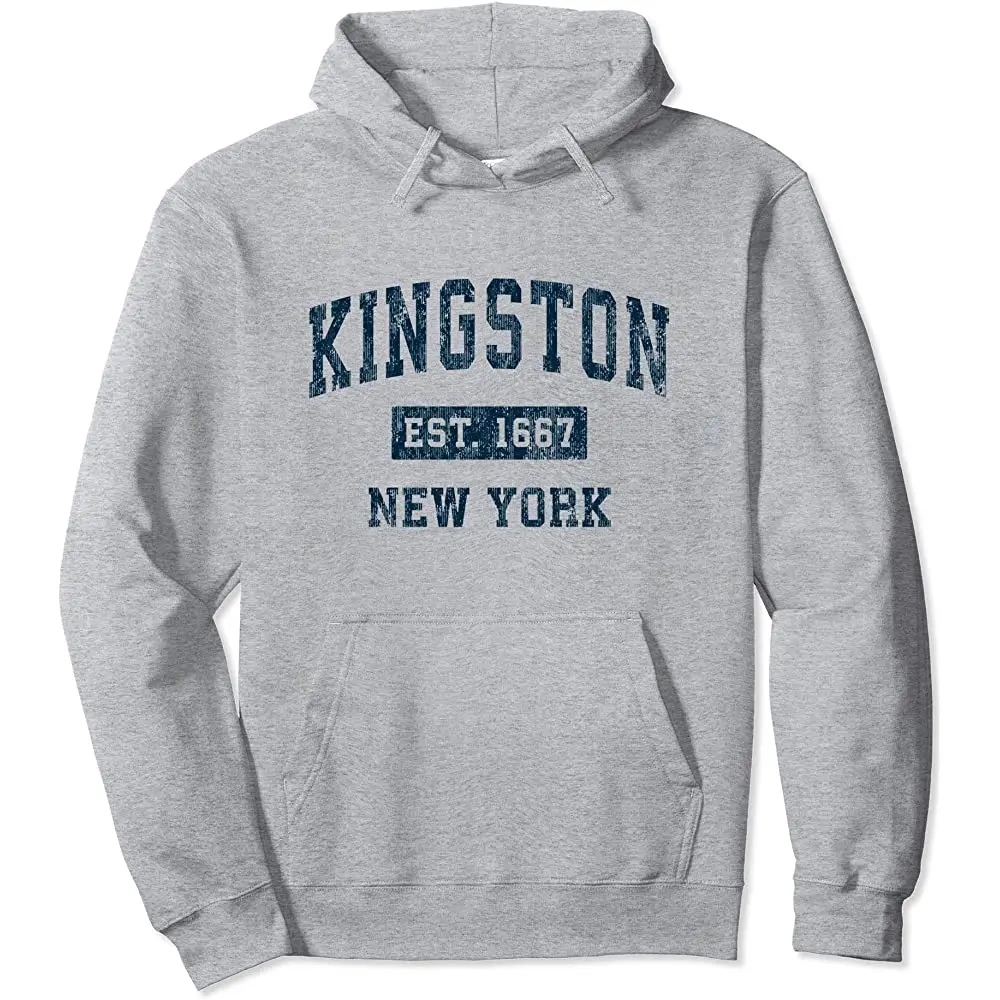 

Kingston New York NY Vintage Sports Design Navy Print Pullover Hoodie