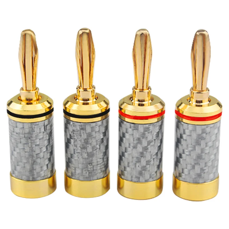 

Copper Speaker Cable Connector Gold Plated Carbon Fiber Banana Plug DIY Audio Cable Accessories - ( 8 Pcs )