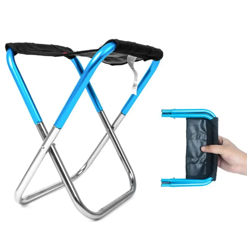 

2021 New Outdoor Folding Chair Simple Folding Mini Stool Portable Camping Fishing Train Stool Aluminium Alloy Folding Stool