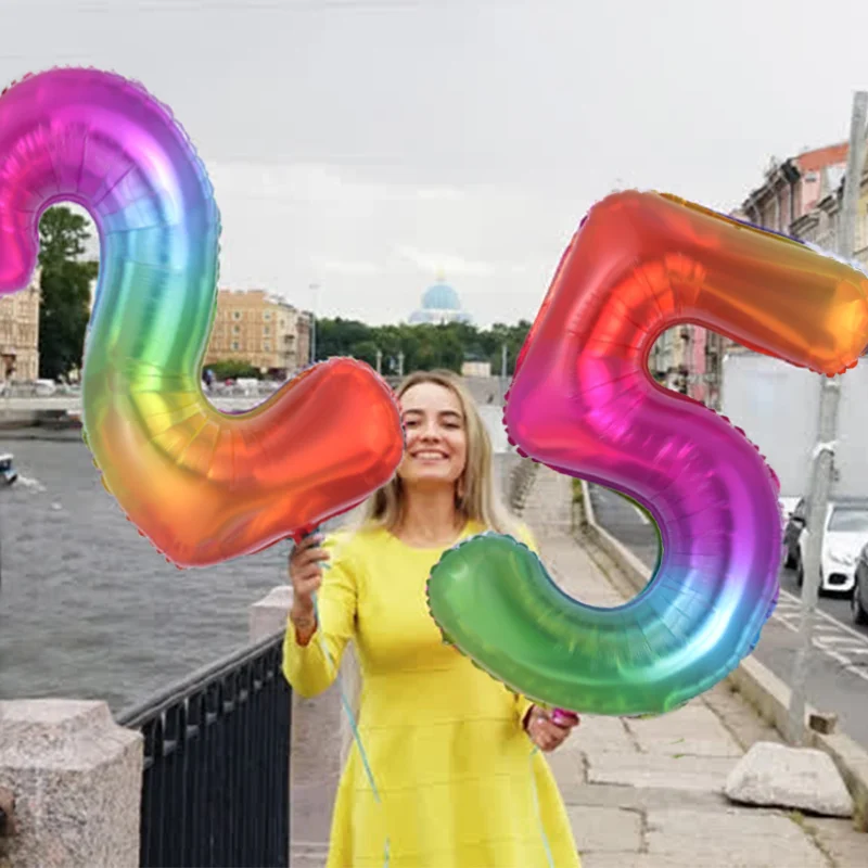 40 дюймов градиентные радужные фольга гелиевые шары 16 21 лет День рождения