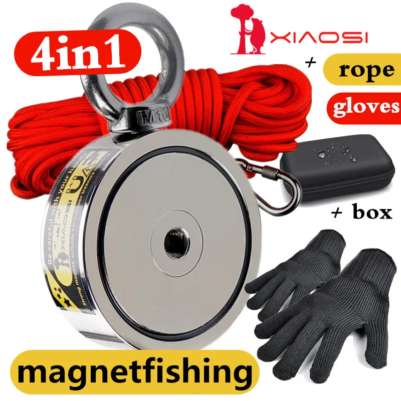 

xiaosi powerful fishing magnet combination 600kg pull double-sided magnet N52 neodymium magnet for outdoor fishing and salvage