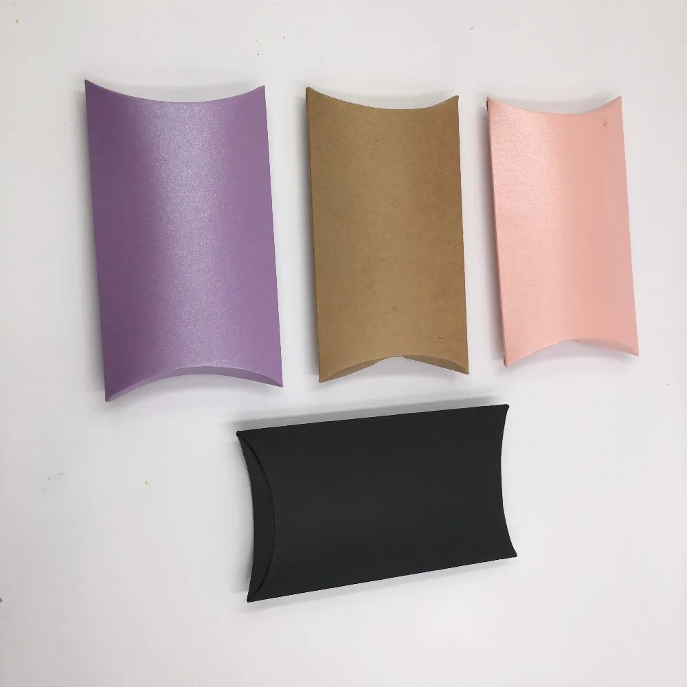 

30pcs/Lot Handmade Two Size Colorful Kraft Paper Pillow Boxes For Wedding Candy Chocolate Cookies DIY Creative Gift Pillow Boxes