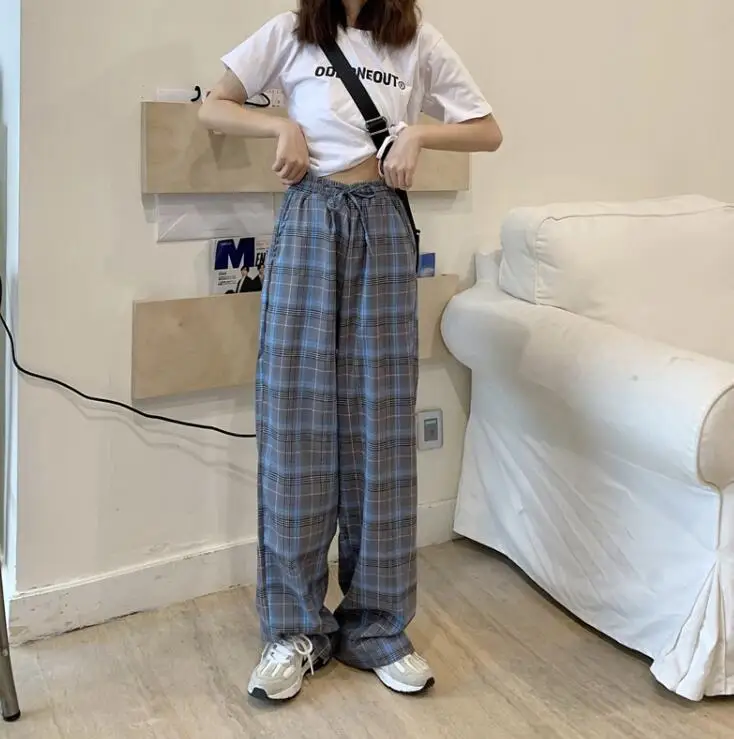 

New loose slim retro high waist straight casual trousers women