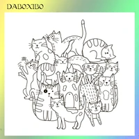 daboxibo a bunch of playing cats clear stamps for diy scrapbookingcard makingphoto album silicone decorative crafts 13x13