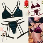 Пикантные Для женщин бархат белье бюстгальтер кружевной бюстгальтер с подвязками тонкие сна сексуальное нижнее белье пуш-ап бюстгальтеры комплект бесшовных трусиков для женщин удобные S-XL