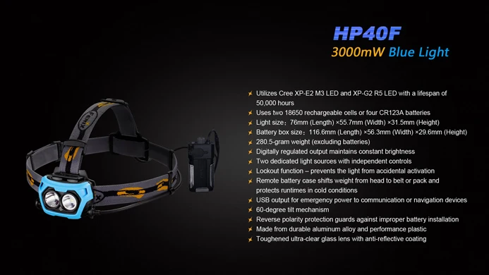 Fenix HP40F рыболовный налобный фонарь Cree XP-G2 R5 450lm с синим светом фарол Головной фонарь Lanterna de cabeca