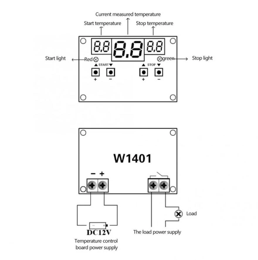 W1401 термостат интеллектуальный цифровой светодиодный дисплей модуль термостата