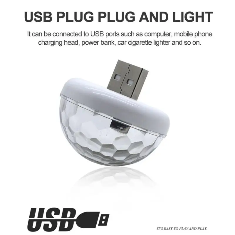 Новый светодиодный USB автомобильный атмосферный светильник DJ RGB мини цветная