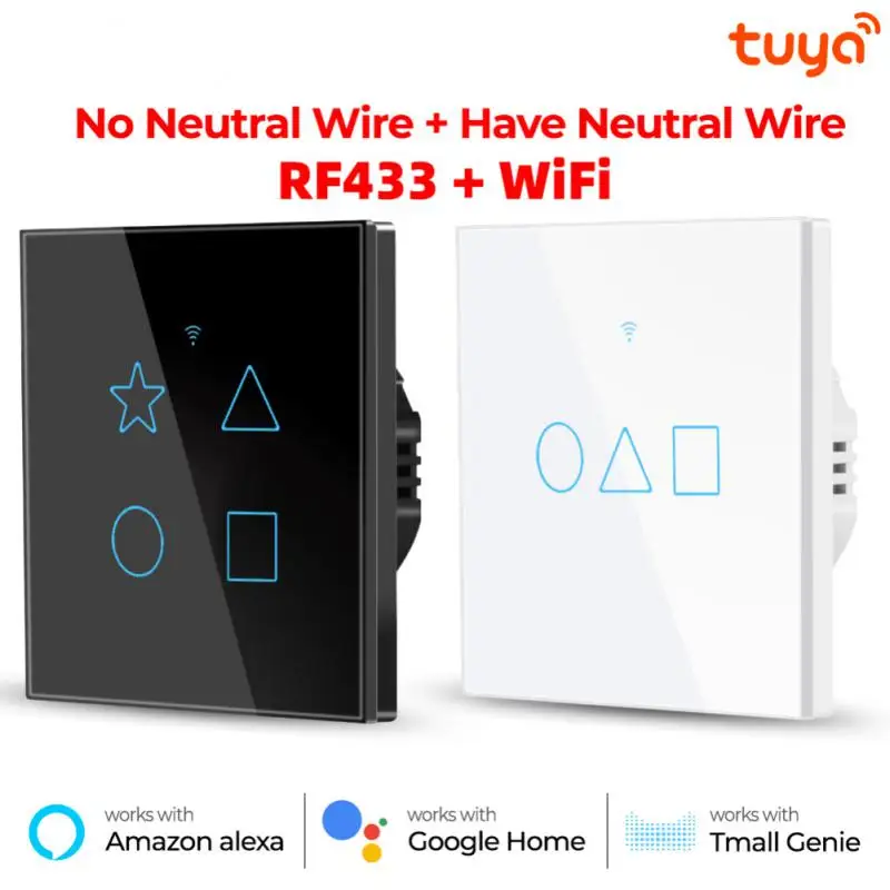 

Tuya WiFi Smart Touch Switch Tempered Glass Panel Touch Sensor Wall Switches Voice Timer Work With Alexa Google Home Smart Life