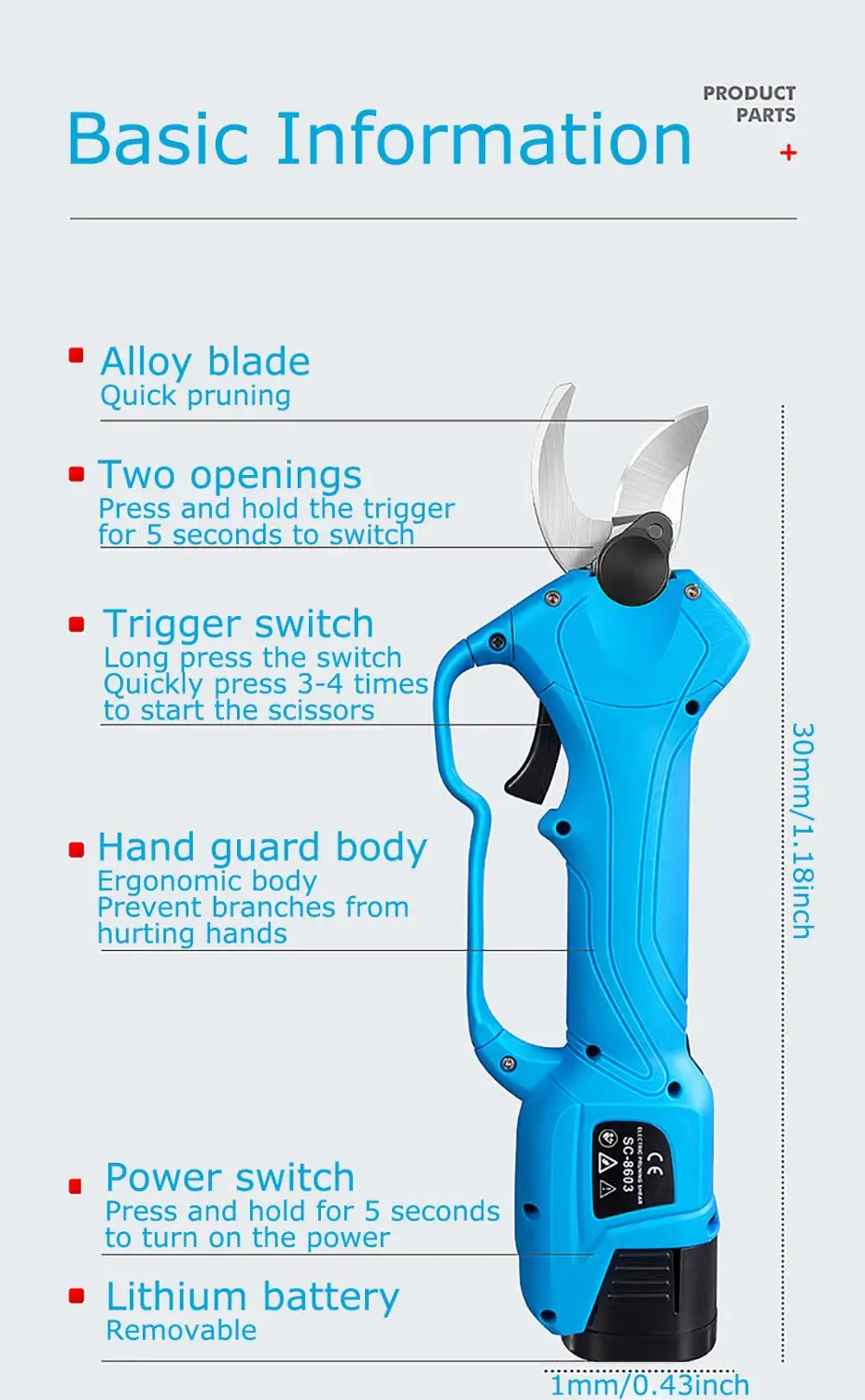 Новый профессиональный Аккумуляторный секатор Электрический ветви дерева 0 8 ~ 1