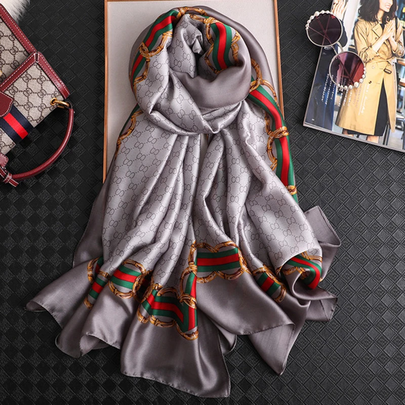 Европейский и американский модный женский шарф роскошный платок с цепочками