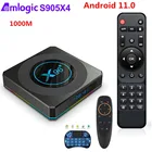 ТВ-приставка Amlogic S905X4 X96 X4, inteligente, Android 11,0, 4 Гб, 32 ГБ, 1000 МБ, BT4.1, 4K, комплект воспроизведения, мультимедийный Топ