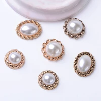 10 pcs alloy pearl flower plate diamond button diy jewelry scarf for hair accessories sewing decorative clothing accessories