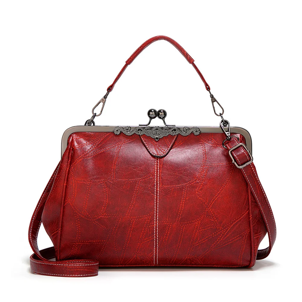 

Women's bag 2021 new women's handbag fashion cross-slung clip bag Europe and the United States oil leather Spain bag