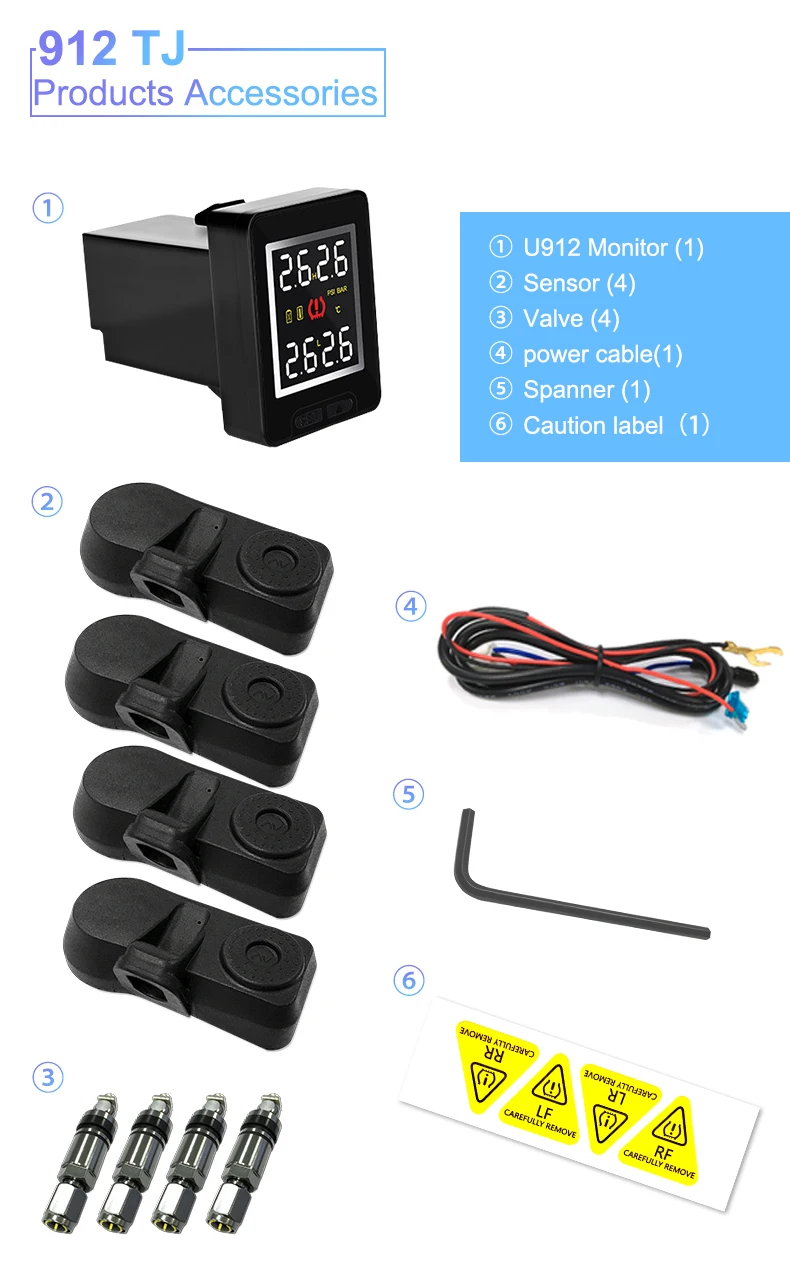 Car TPMS Tire Pressure Monitor System LCD Wireless Monitoring Temperature Warning External/Internal Sensors for Toyota Auto | Автомобили и