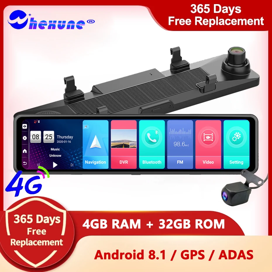 

Автомобильный видеорегистратор, 4G, 12 дюймов, 1080P, Android, GPS, Wi-Fi, ADAS