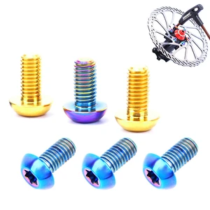 RISK M5x10mm Bicycle Brake Disc Screw Titanium Alloy Plum Blossom Bottle Cage Screw for Mountain Bike Multifunction Accessories