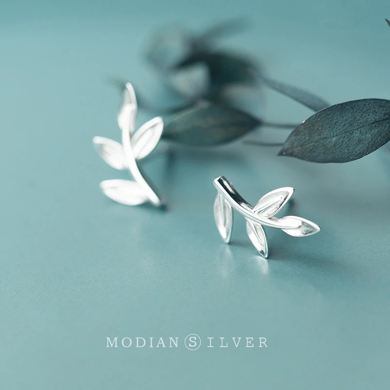 Modian Серебро 925 серьги-гвоздики в форме растения для Для женщин пробы серебро