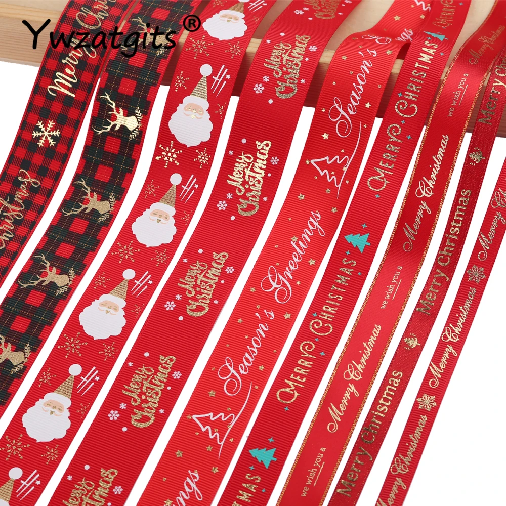 

Ywzatgits 5yards/Lot Print Grosgrain Ribbon Handmade Christmas Party Home Decoration Supplies Material YX0203