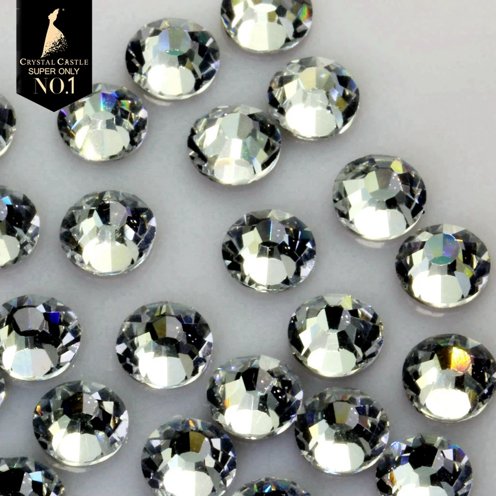 Хрустальный замок блестящие камни для одежды горячей фиксации прозрачные белые