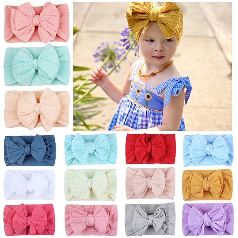 

3/5/6 шт./компл. Милая яркая однотонная эластичная повязка для волос для новорожденных девочек удобные нейлоновые Детские аксессуары для воло...