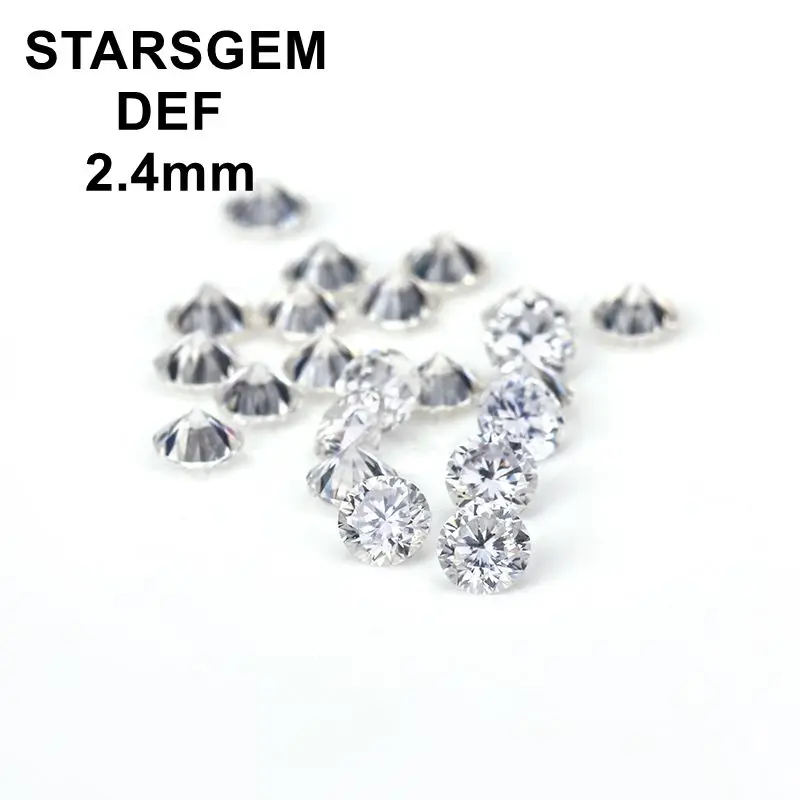 

Высококачественный Муассанит DEF 2,4 мм, 1 карат/упаковка, Круглый бриллиантовый огранка, свободный драгоценный камень