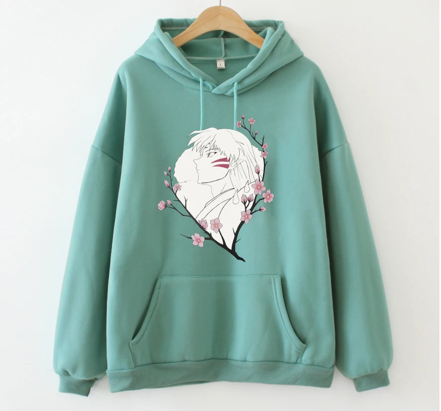 

Hot Anime InuYasha Pullovers Tops Long Sleeves Loose Hoodie Fruit Green