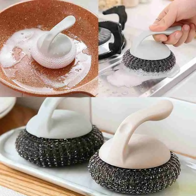 

Pan Pot Cleaning Brush Kitchen Decontamination Wire Nylon Handle Wash Cleaning Cleaning Accessories Kitchen Brush With Tool Z9B1
