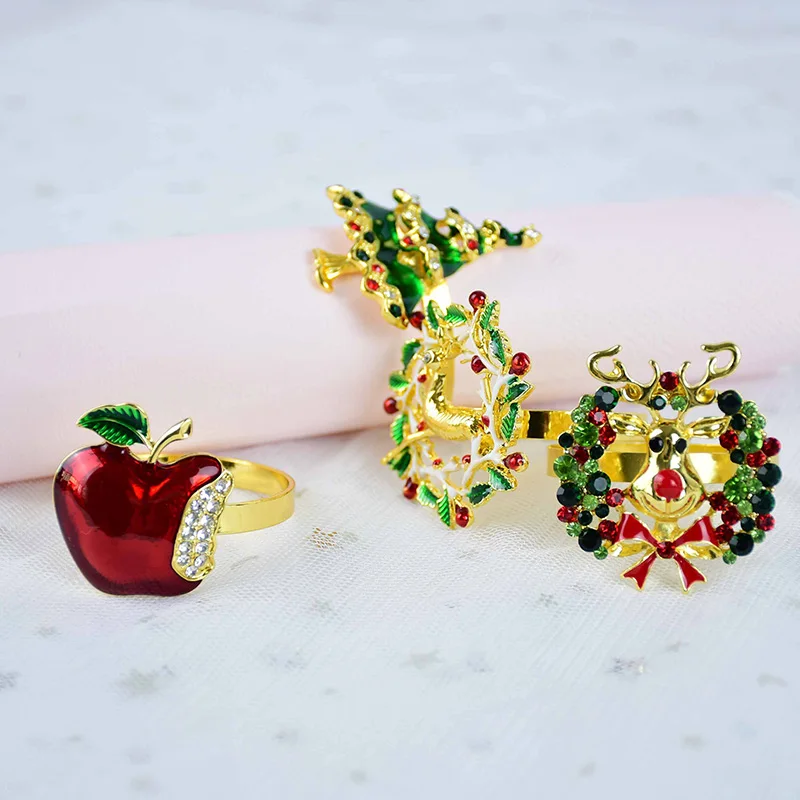 

1Pc Christmas Napkin Rings Xmas Tree Shape Alloy Napkin Buckle For Home New Year Party Hotel Dinner Table Decoration